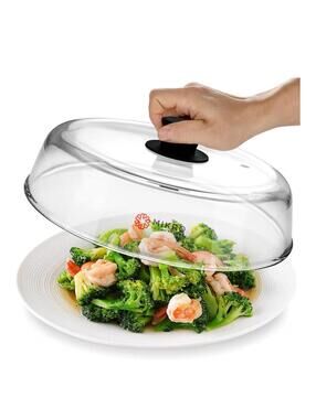 10.5-Inch Glass Microwave Splatter Cover with Vent Hole and Silicone Knob